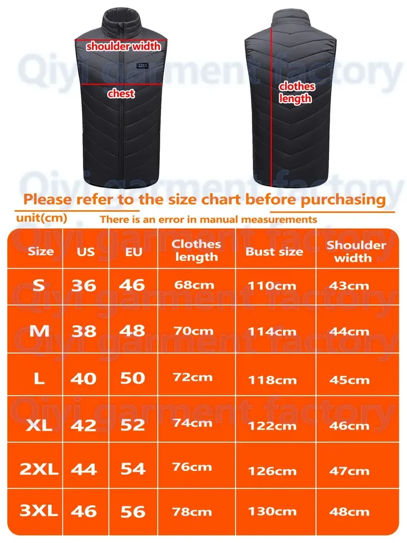 [Siji Bean OBM] European And American Sizes (Excluding Power Bank) Best-Selling Outdoor Thermal Sports Heated Vest USB Powered Heating Vest with 17 Heating Zones And 2 Control Switches for Winter Running (Excluding Power Bank)