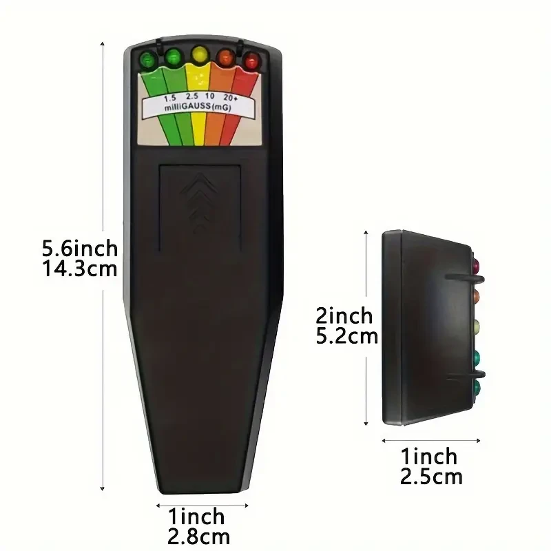 K2 Portable EMF Detector - 5-LED Gauss Meter with Easy-Read, Multi-Color Indicators, Battery-Operated, Compact & Durable for Paranormal Research & Home Safety, Black/White