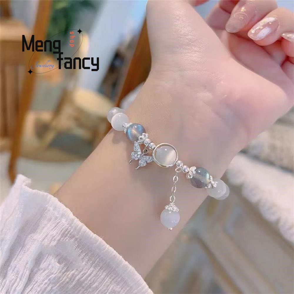 Natural Cat's Eye Butterfly Bracelet  Elegant Personalized Jewelry for Women & Young Girls