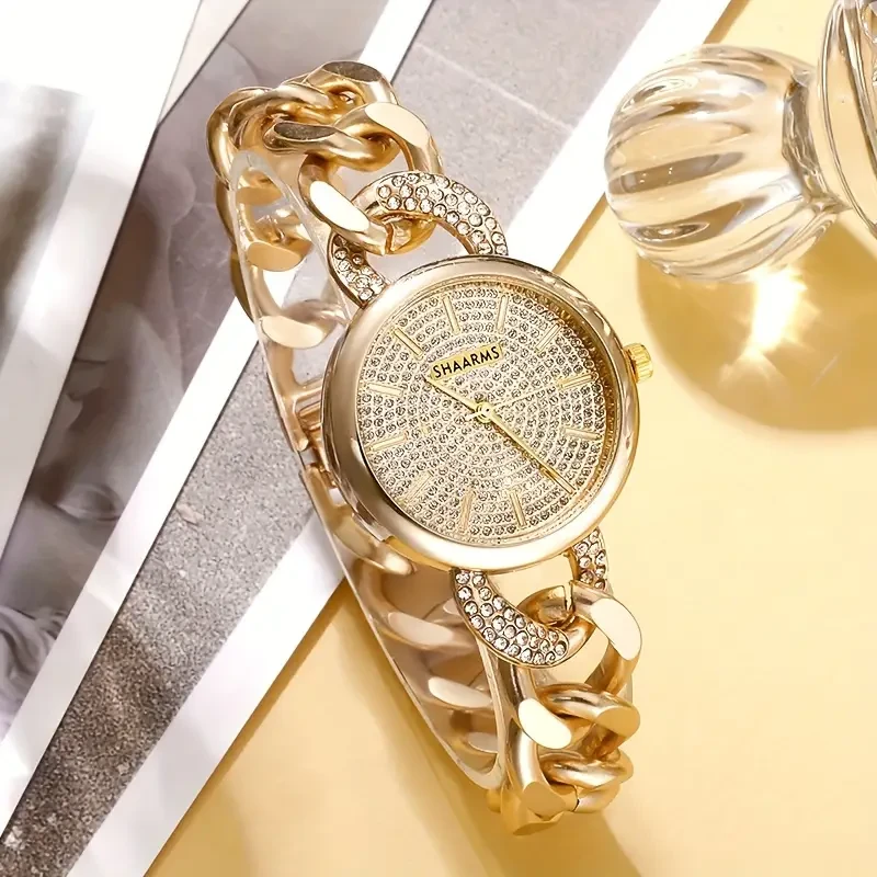 Vintage Chic Womens Quartz Watch & Bracelet Set