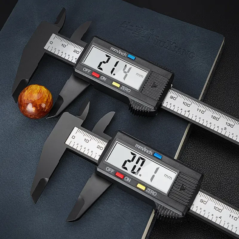 Digital Electronic Caliper with Large LCD Screen - Precision Carbon Fiber Measuring Tool, Micrometer Ruler, 0-150mm Range, Button Battery Included, for Jewelry Sizing & Craft Measurements
