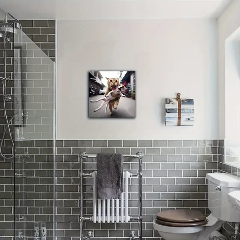 Funny Cat and Dog Art Poster