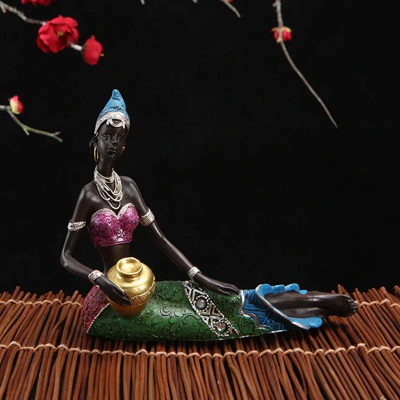 Decorations African Female Office Decorations Resin Craft Wine Cabinet Decorations