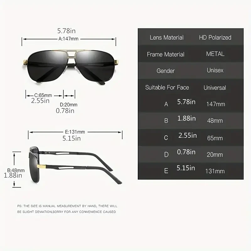 Vintage Classic Metal Frame Polarized Glasses