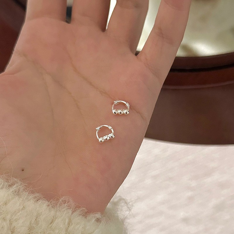 Real 925 Sterling Silver Small Cute Geometric Heart Hoop Earrings