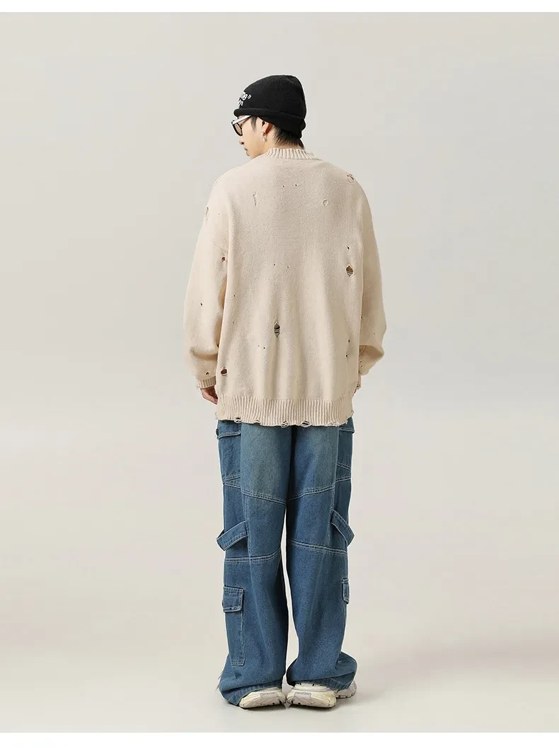 Irregular Hollow-out Ripped Chenille Velvet Sweater