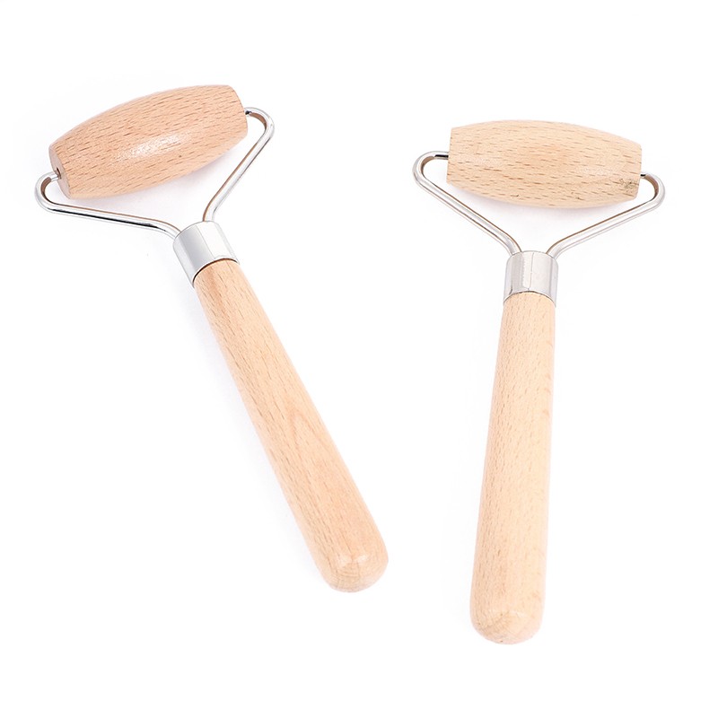 Gua Sha Face Massager - Wooden Roller with Thorn Massage and Wooden Handle