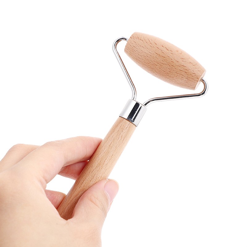 Gua Sha Face Massager - Wooden Roller with Thorn Massage and Wooden Handle