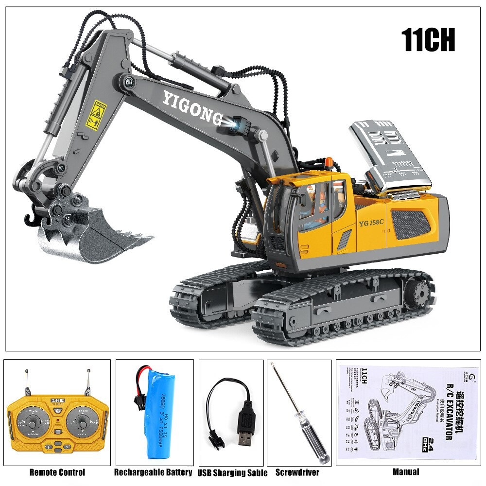 RC Construction Vehicle Toys - Remote Control Excavator, Dump Truck, Bulldozer