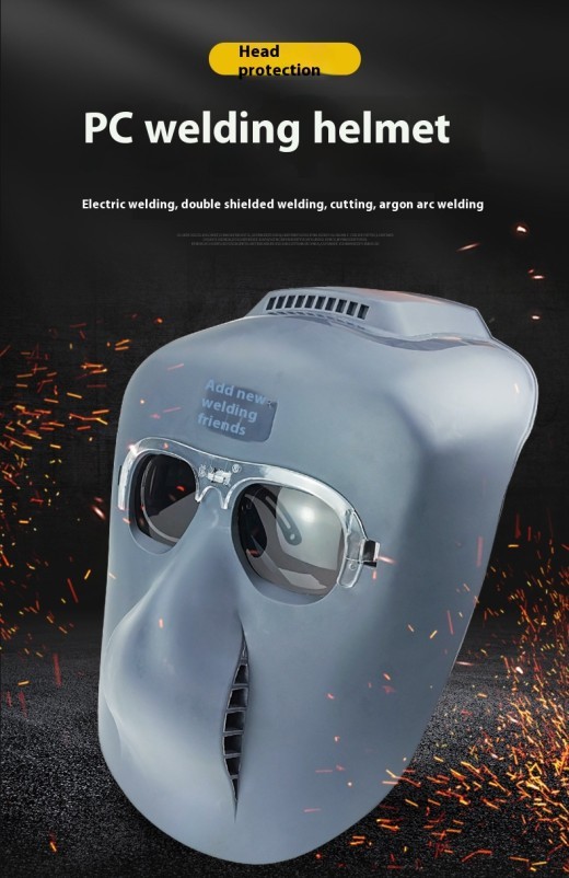PC Welding Mask Head-mounted Ear Wear Polishing Argon Welding Gas Shielded Welding Protective Mask Radiation-proof Splash