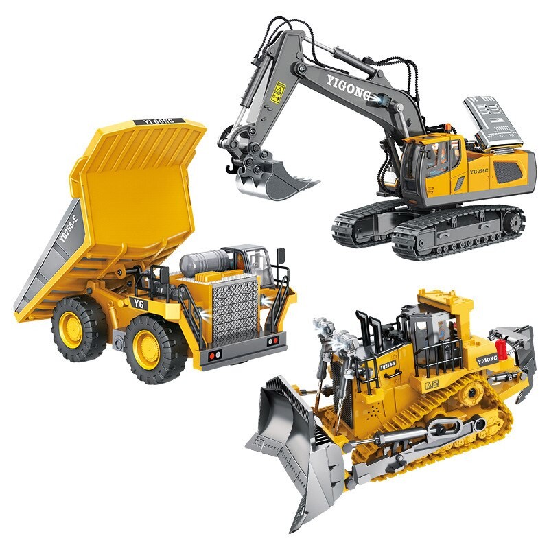 RC Construction Vehicle Toys - Remote Control Excavator, Dump Truck, Bulldozer