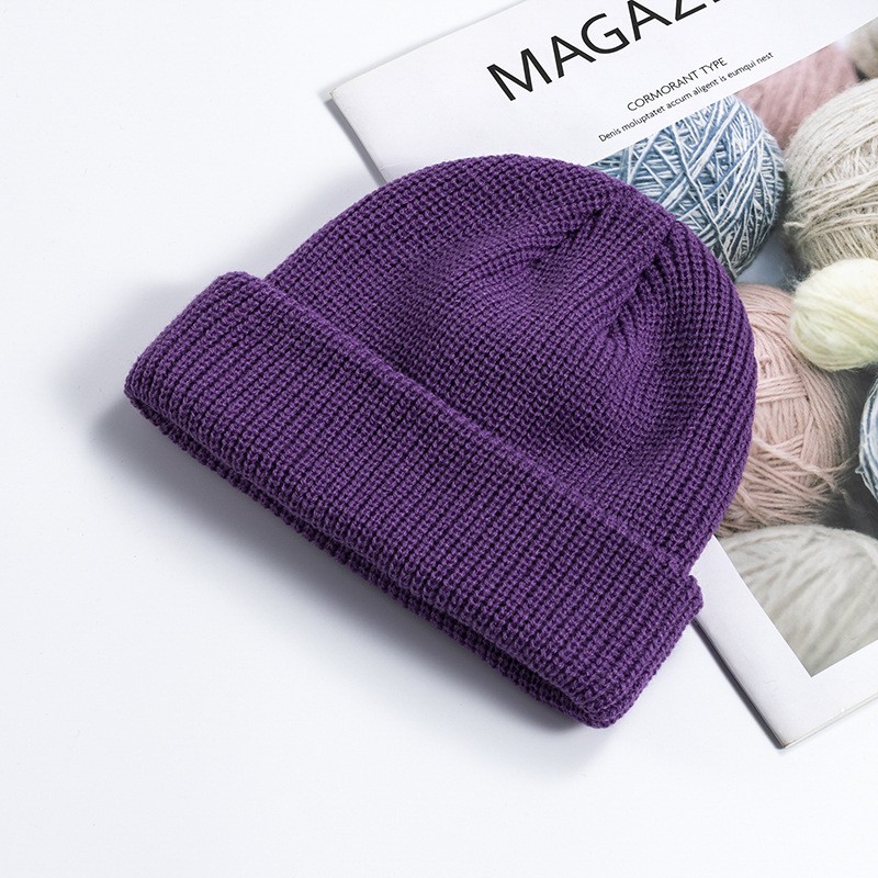 Rimiut Knitted Wool Beanie Simple Warm Skull Cap