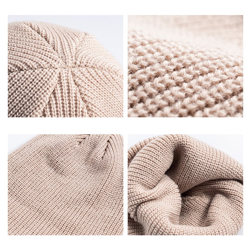 Rimiut Knitted Wool Beanie Simple Warm Skull Cap