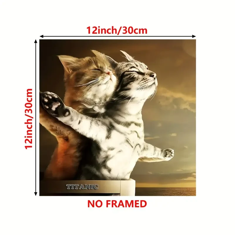 Whimsical Cat Canvas Art Print 30.48x30.48 cm