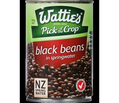 BEANS BLACK IN SPRING WATER 400GM (WATTIES 82030)