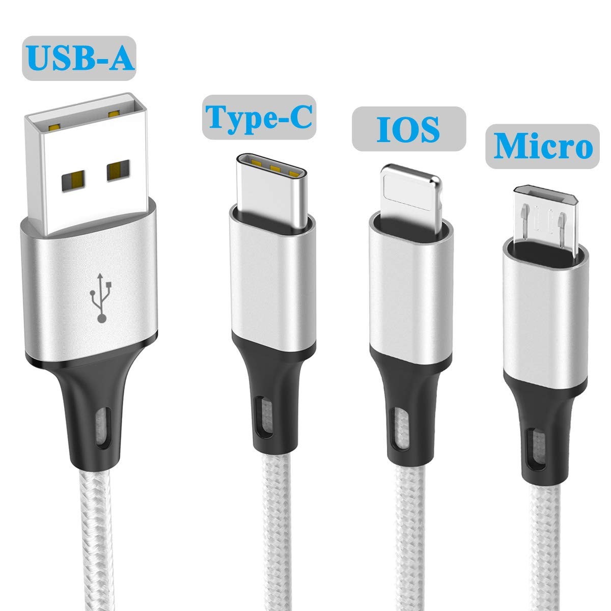 Multi USB 3-in-1 Charger Cable - Type-C and Micro USB Connectors