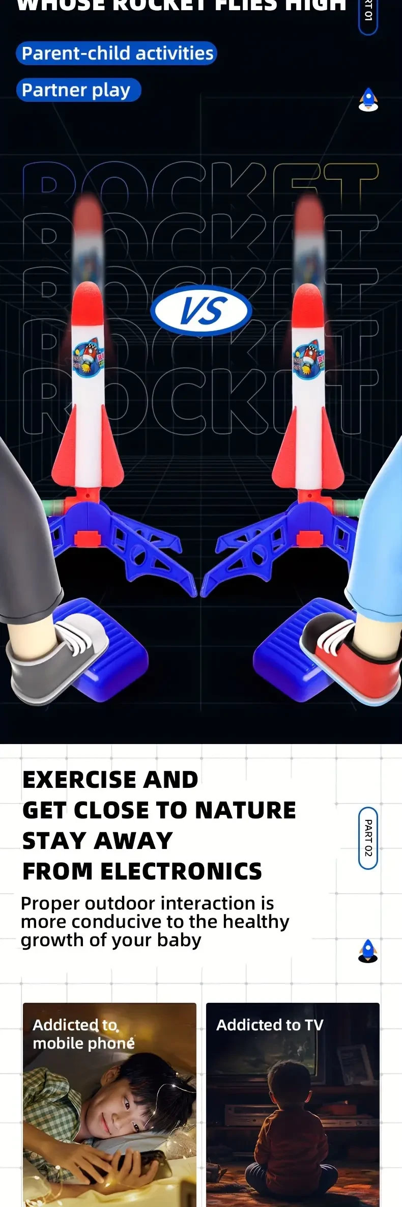 Rocket Launch Toy Set for Youngsters - 6/9/12pcs, Pedal-Powered Flying Rockets, Space Shuttle Design, Outdoor Family Game, Perfect Birthday Gift, Durable ABS Material, White/Red