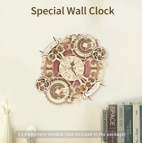 Robotime ROKR Zodiac Wall Clock 3D Wooden Puzzle Model Assembly Toys Gifts for Children Kids Teens LC601 Support Dropshipping