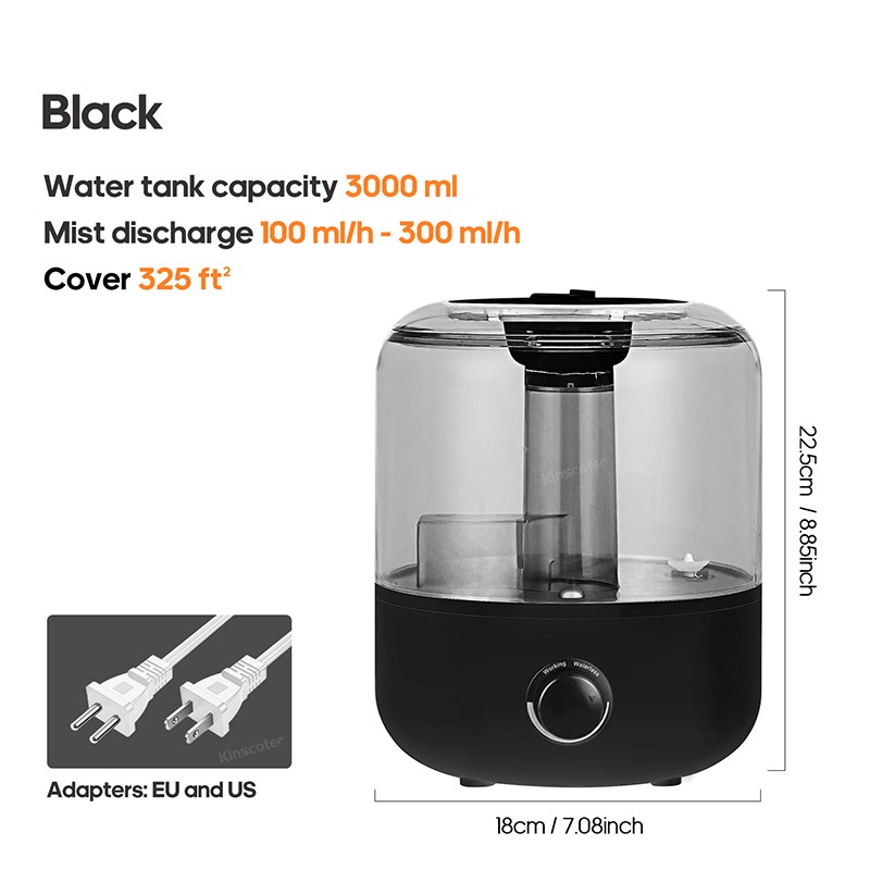 KINSCOTER 3L Air Humidifier Large Capacity Aroma Diffuser with Remote Control & Timer