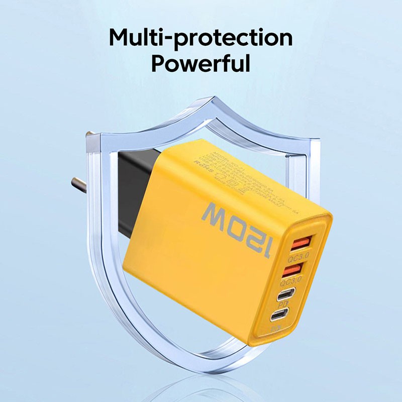 65W 3-Port GaN USB PD Charger - High-Speed Charging Adapter with USB-C to Type-C Cable