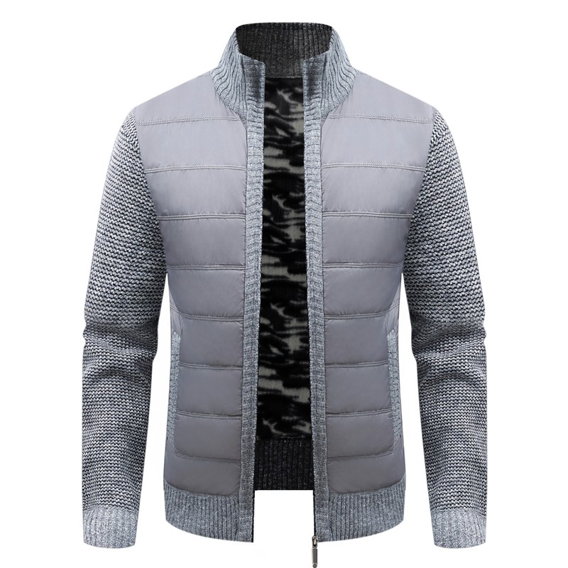 Mens Winter Warm Fleece-Lined Cardigan Jacket