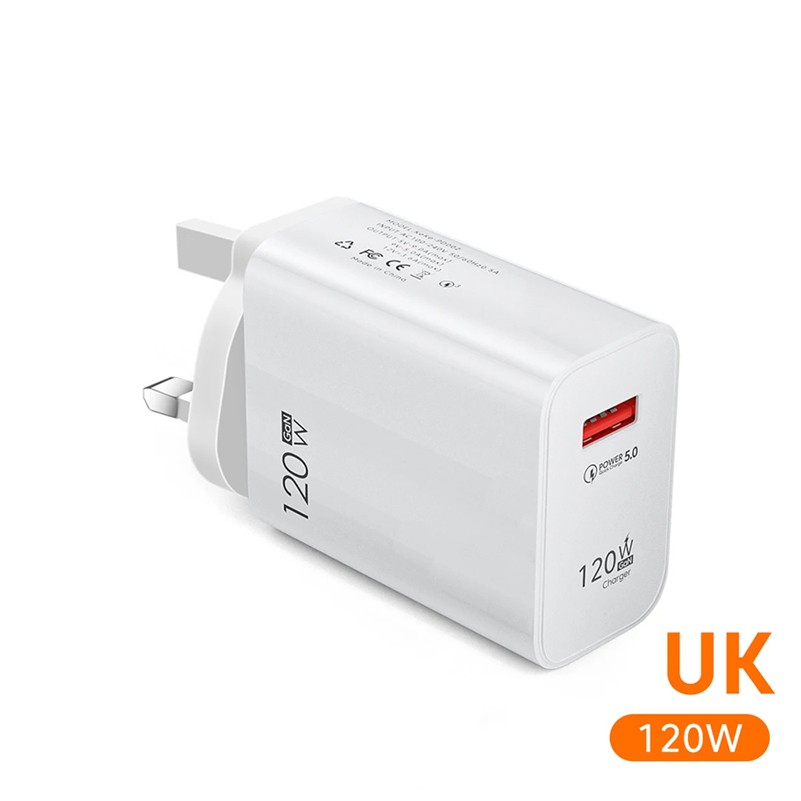 Original 120W Ultra Fast Charger with 6A Type-C USB Turbo Charging Cable