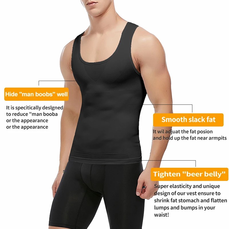 Men's Slimming Body Shaper - Abs Compression Shirt for Gynecomastia and Workout