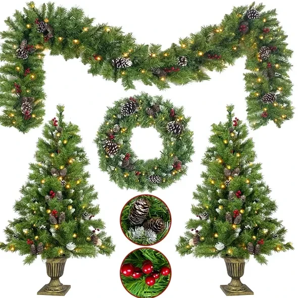 Pre-Lit Christmas Tree Set