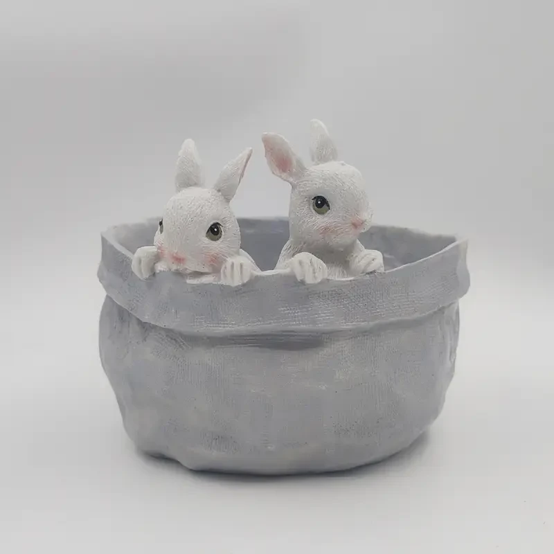 1pc Resin Rabbit Flower Pot, 3D Garden & Balcony Decor