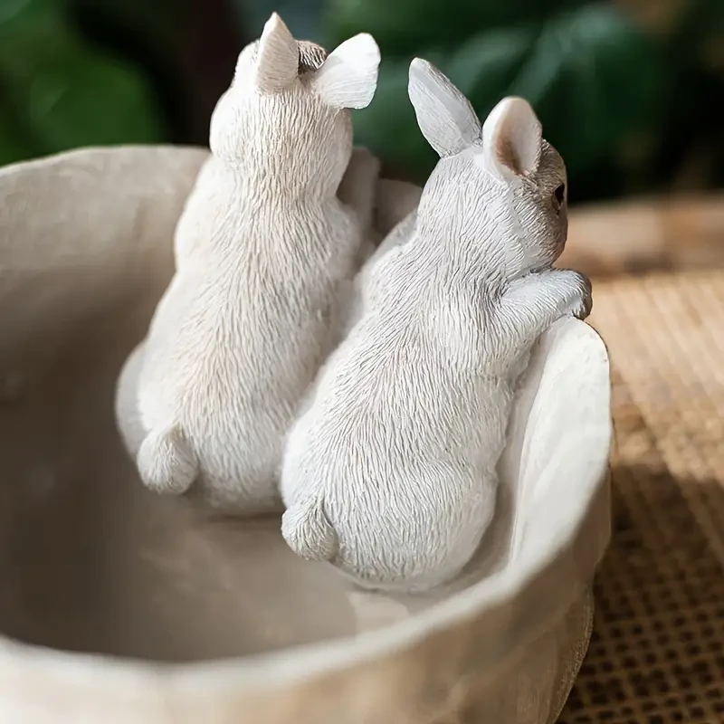 1pc Resin Rabbit Flower Pot, 3D Garden & Balcony Decor