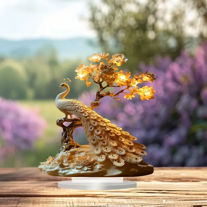 1pc, Peacock Acrylic Tabletop Display Stand, Bohemian Style