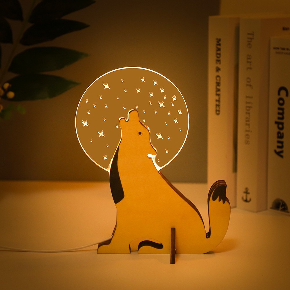 Animals LED Night Light Wood Lamp