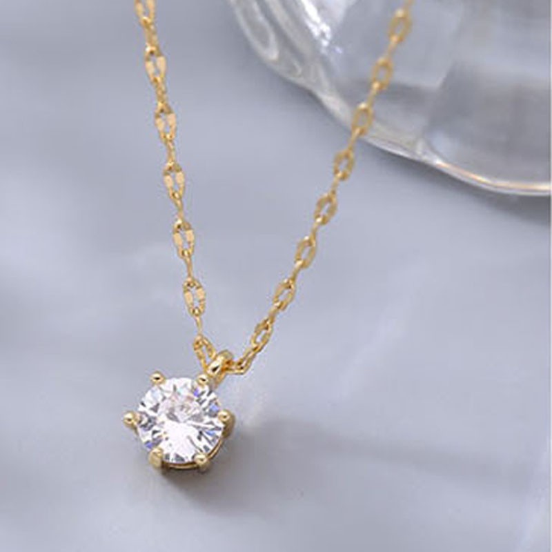 Hot 925 Sterling Silver Plated Single AAA Zircon Clavicle Chain Necklace