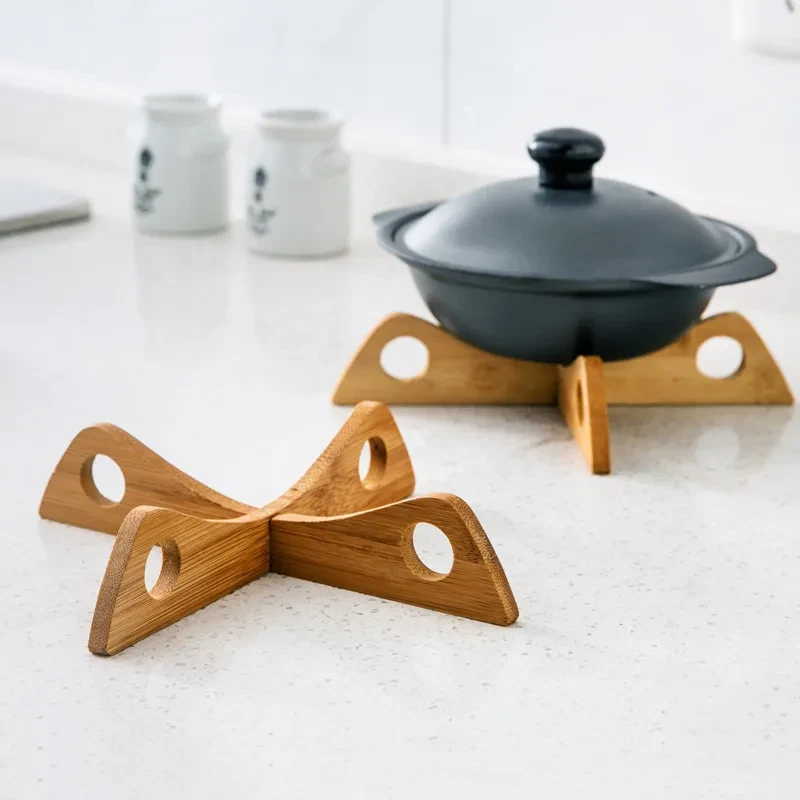 Bamboo Cross Pot Rack Bottom Bracket Insulation Kitchen Supplies