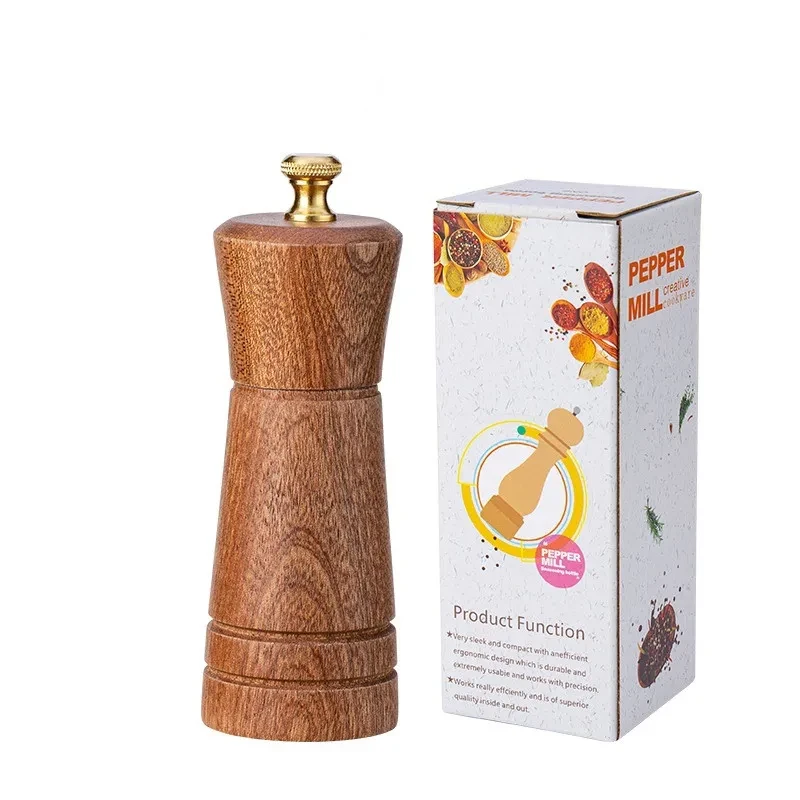 Kitchen Household Manual Solid Wood Pepper Powder Seasoning Jar