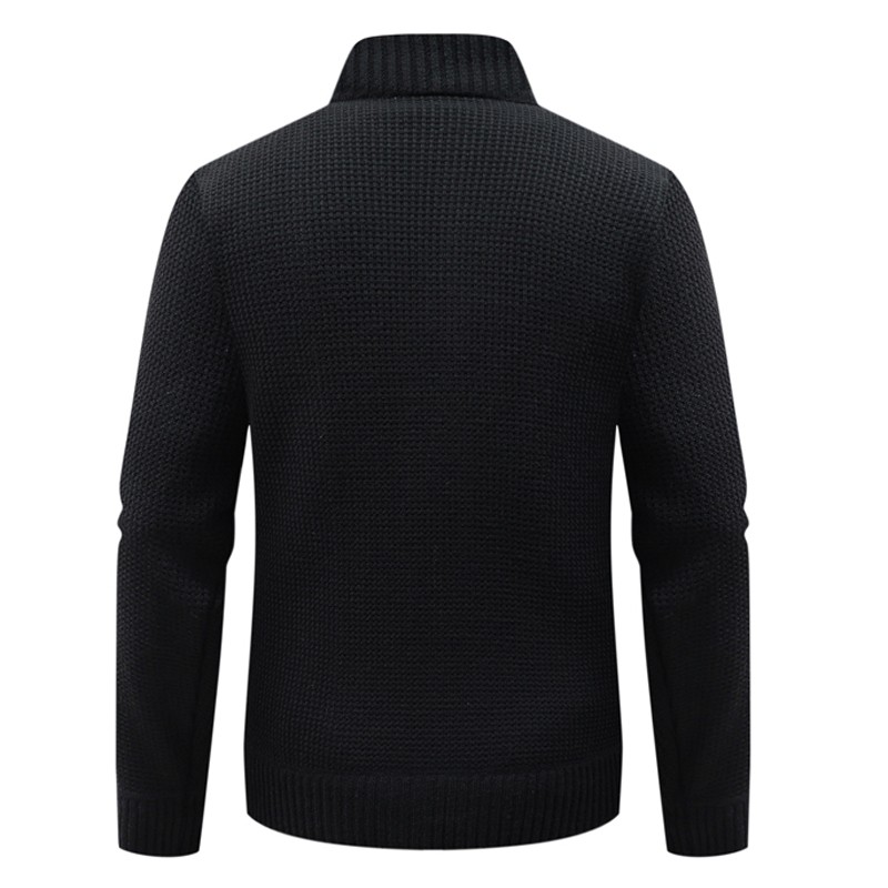 Mens Winter Warm Fleece-Lined Cardigan Jacket