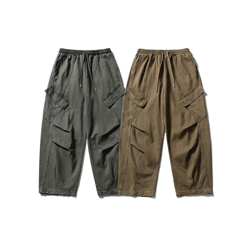 Japanese Trendy Retro Simple Solid Color Casual Loose Overalls