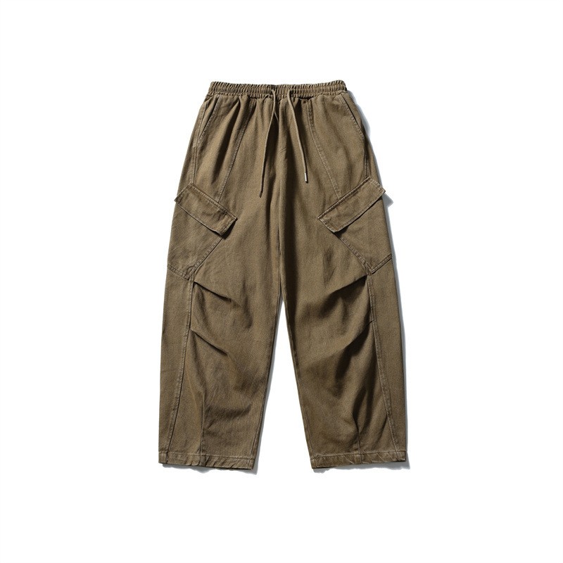 Japanese Trendy Retro Simple Solid Color Casual Loose Overalls