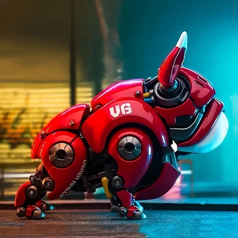 1pc Red PVC Mechanical Dog Figurine, Collectible Model, Desktop Ornament, Unique Gift for Men, Birthday, Holiday, Boutique Packaging