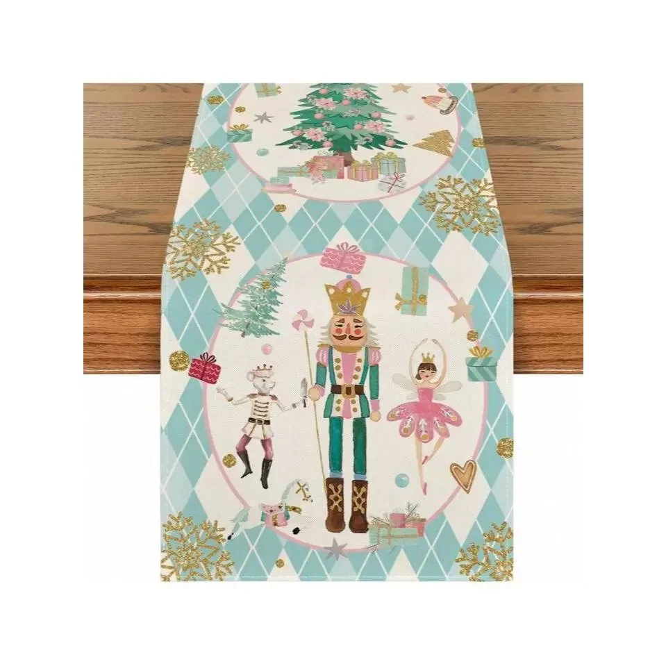 Table Runner Christmas Motif Christmas Nutcracker Cloth Dining Tablecloth