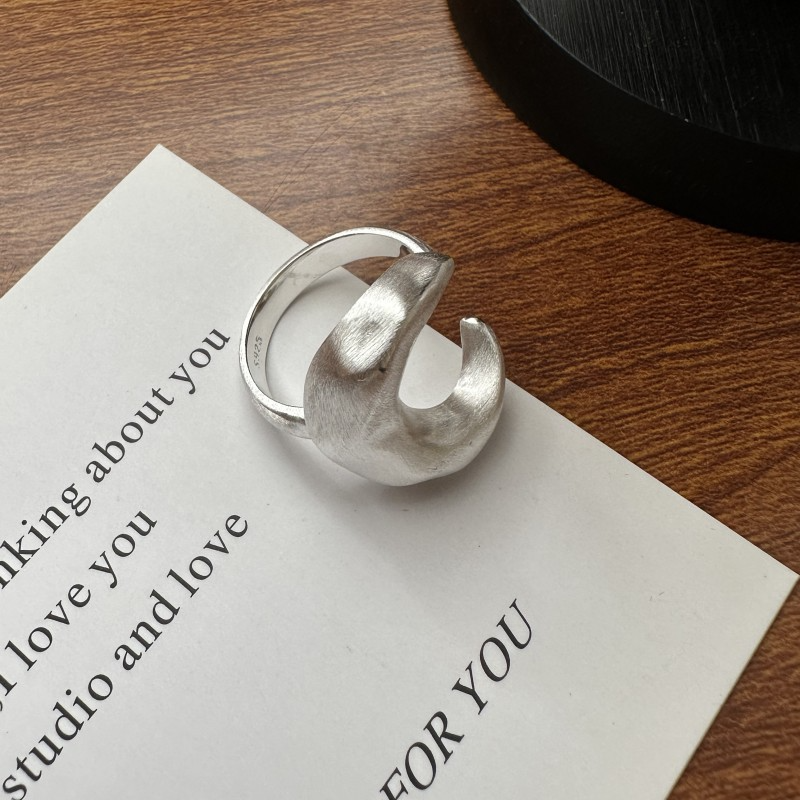 S925 Sterling Silver Design Matte Texture Ring