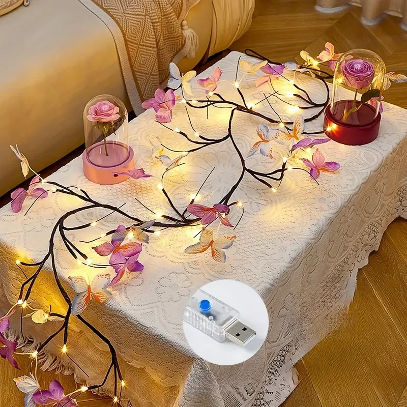1pc Butterfly Branch LED Wall Light, 129.84cm 30 LEDs USB Powered