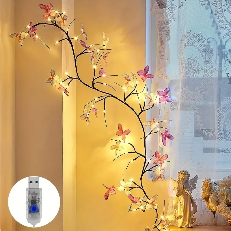1pc Butterfly Branch LED Wall Light, 129.84cm 30 LEDs USB Powered