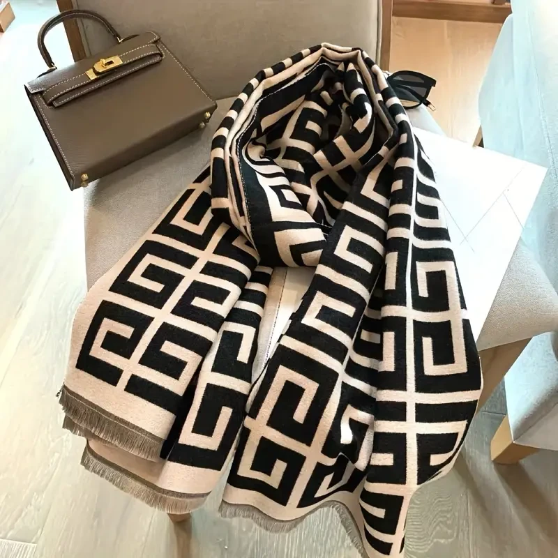 Double G Jacquard Imitation Cashmere Scarf