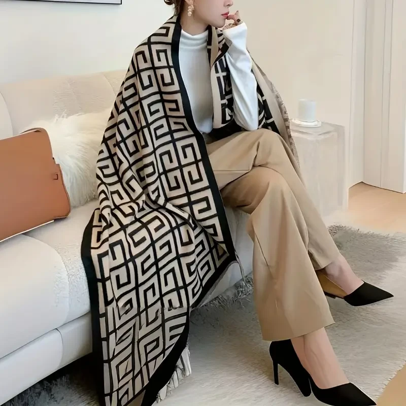 Double G Jacquard Imitation Cashmere Scarf