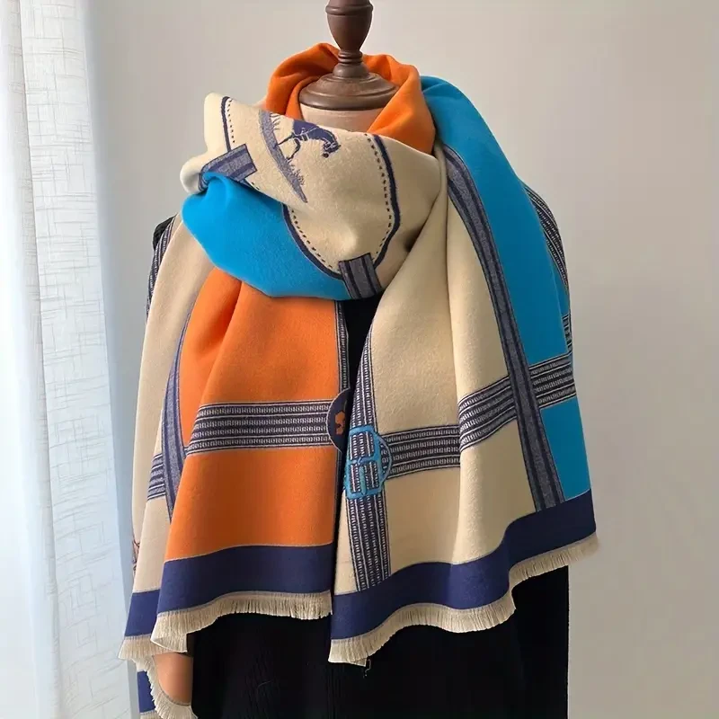 Stylish Belt & Horse Jacquard Scarf