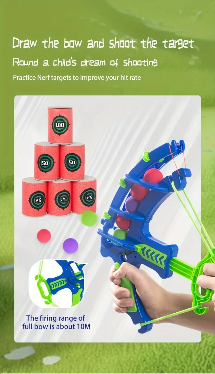 1 Set of Multiple Colors Large Bow And Arrow Toys with Catapult to Launch EVA Balls Decompression Toys - Suitable for Indoor And Outdoor Fun, Parent-Child Interaction, Halloween Gifts Christmas Gifts