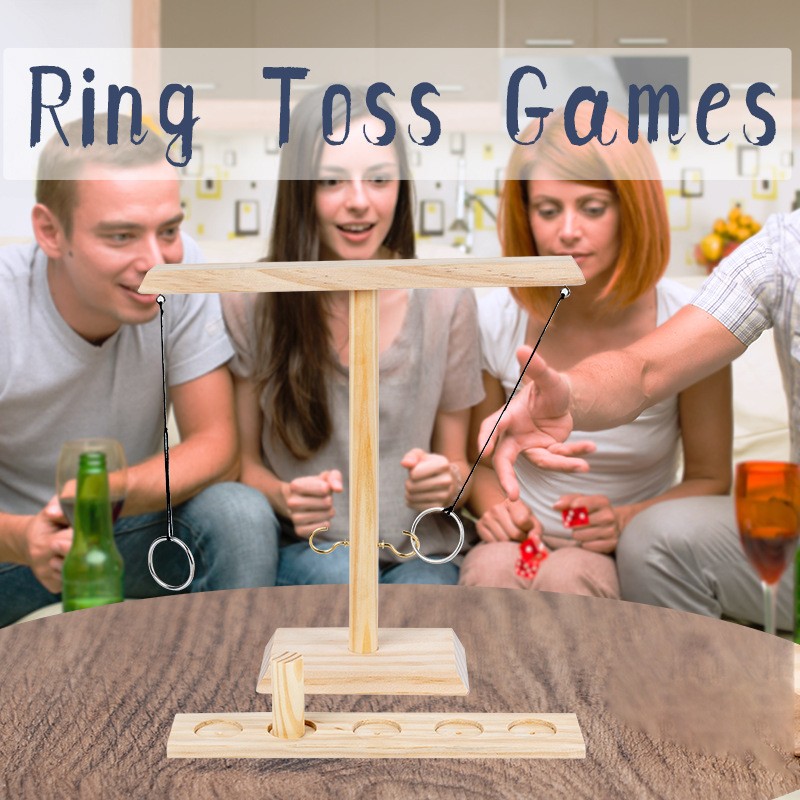 Toss the Ring Game - Wooden Toy and Interactive Board Game for Family Fun