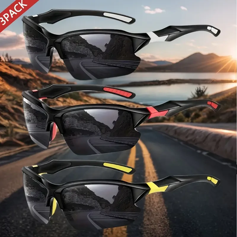 3pcs High-Performance Polarized Glasses - Polarized, Windproof, Anti-Glare Set Ideal For Cycling, Baseball, Running, Fishing, Golf, & Driving
