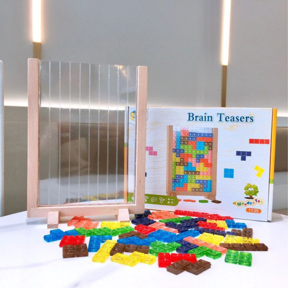 MK115 Educational Toys for Children 4-6 Years Creative 3D Wooden Tetris Board Game | Building Block Puzzle